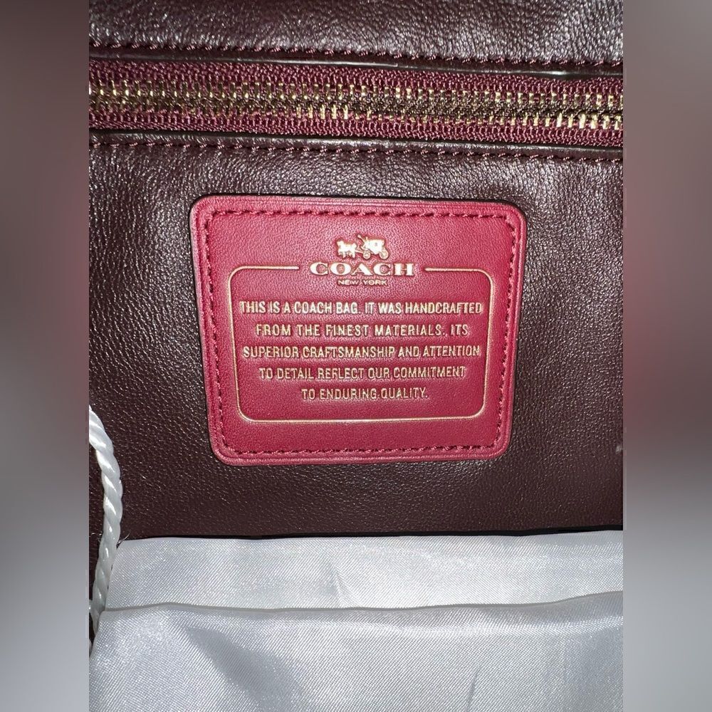 🔥🎁NWT! Coach NOMAD Burnished Leather Hobo Handbag Black Cherry Msrp:$495.00 - Picture 11 of 13